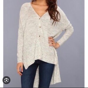 Free People Multicolor Marled Button High Low TGIF Grandma Chic Cardigan- Large